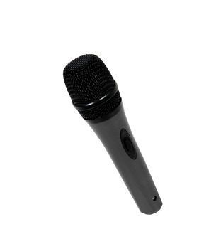big black microphone on a white background