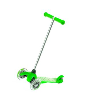 children green scooter isolated on white.