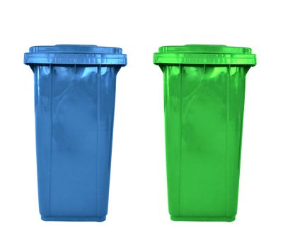 plastic garbage bins isolated
