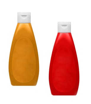 plastic ketchup and mustard bottles