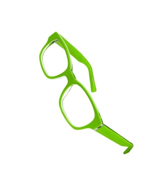 Green glasses isolated on white