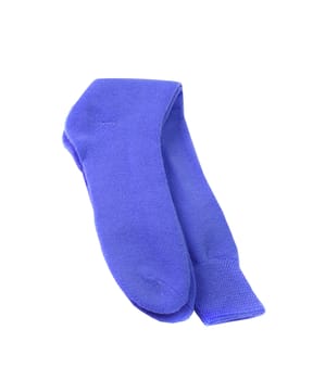 Pair of purple male socks on white background