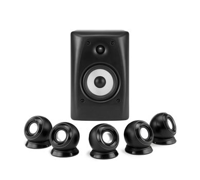 set of sound speakers isolated on white background