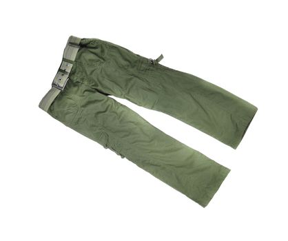 Green sport trousers isolated on white