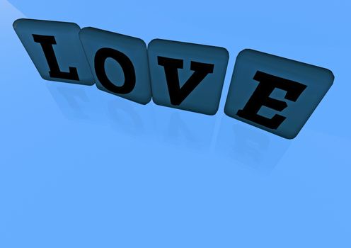 The LOVE word made of blocks with letters