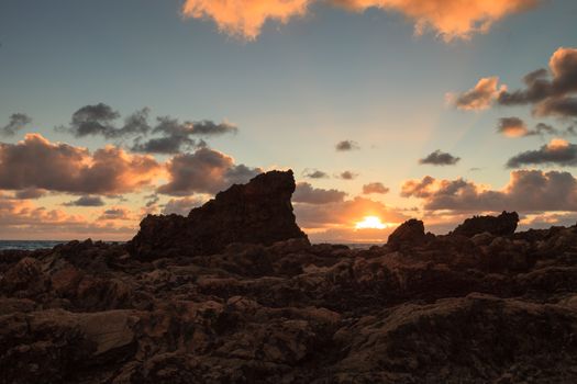 Long exposure at Little Corona Beach in Corona del Mar, California, United States at sunset
