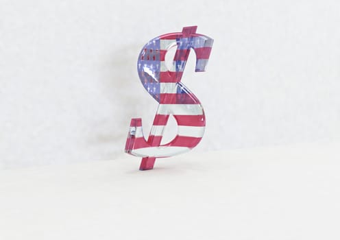 Big three-dimensional dollar sign with reflection. and shadow