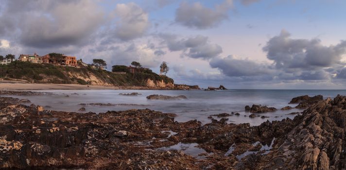 Long exposure at Little Corona Beach in Corona del Mar, California, United States at sunset