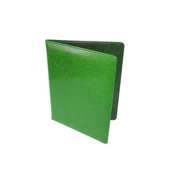 Leather green folder isolated on white