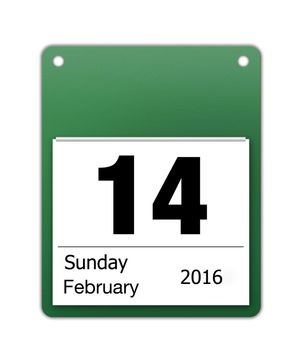 calendar icon for valentines day on 14th February