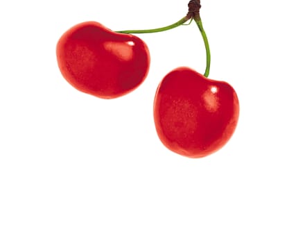 Cherries; objects on white background
