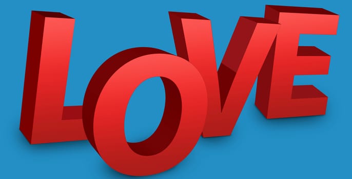 Love Text on blue background