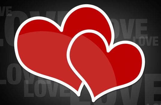 Red heart on black background