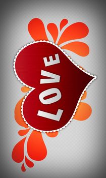 Red heart on gray background