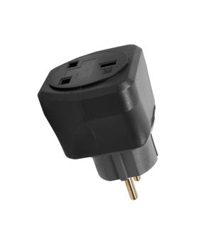 Power plug travel adapter, isolated on white background