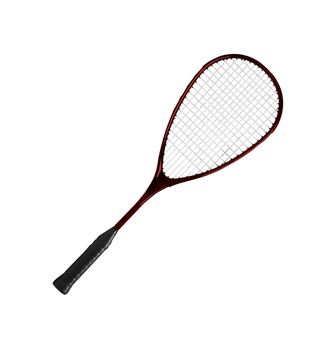 Badminton racket on a white background