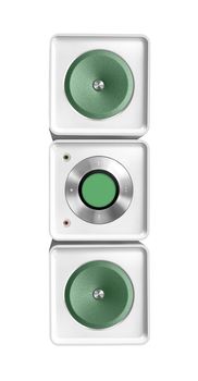hifi player with loudspeakers isolated on white