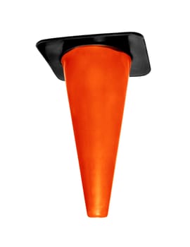 Orange plastic cone isolated on white background