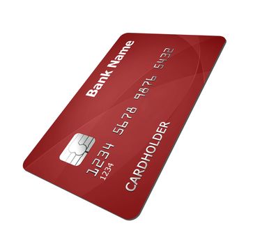 Red credit card isolated over the white background