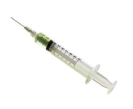 Glass syringe isolated on white