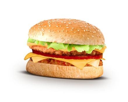Cheeseburger on a white background