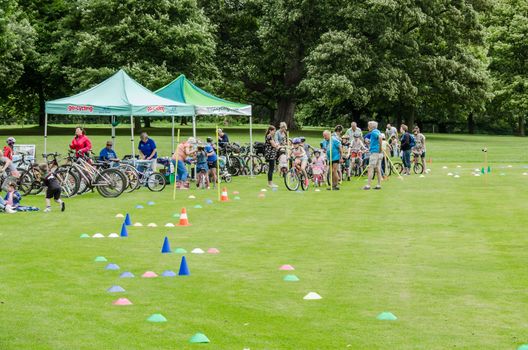 Wakefield-England July-2016, Activities at Nostell Priory, Practice your bike skills at one of the cycling events, editorial photo,