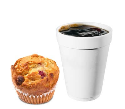 hot plastic coffe cup with chip muffin