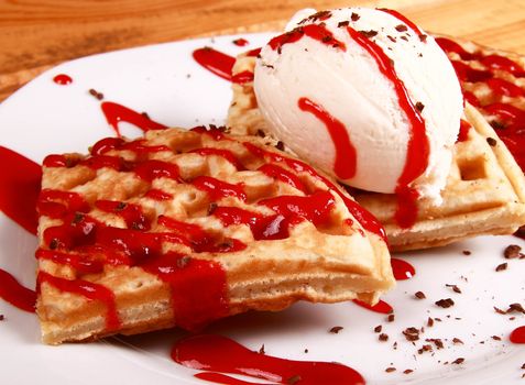 sweet pancakes with creem and ice cream