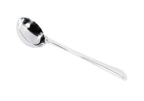Metal soup ladle isolated over a white background