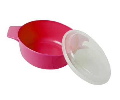 Red bowl on the white background