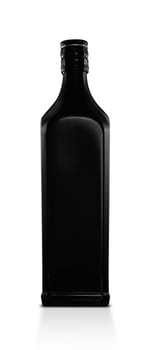 The black matte bottle is isolated on a white background