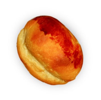 Traditional homemade round bread isolated on a white background