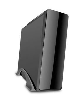 black computer case isolated on white