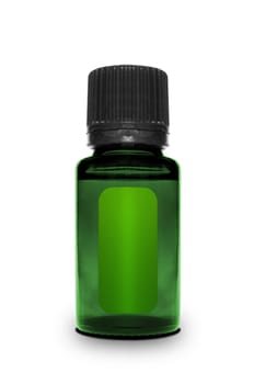 Single small bottle with drug isolated over white background