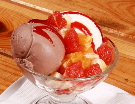 Ice cream with dressing close up shoot