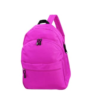 pink school backpack isolated on white