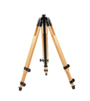 wooden tripod on a white background