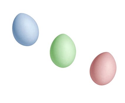 Colored eggs on a white background