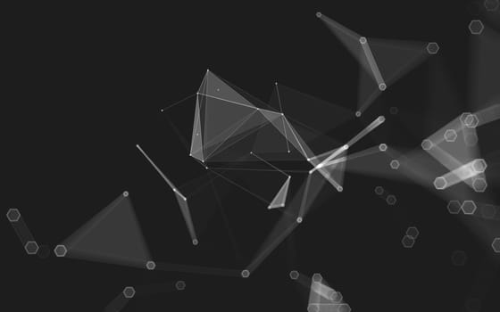 Abstract polygonal space low poly dark background with connecting dots and lines. Connection structure. 3d rendering