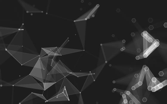 Abstract polygonal space low poly dark background with connecting dots and lines. Connection structure. 3d rendering