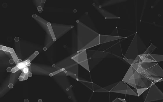 Abstract polygonal space low poly dark background with connecting dots and lines. Connection structure. 3d rendering