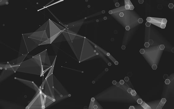 Abstract polygonal space low poly dark background with connecting dots and lines. Connection structure. 3d rendering