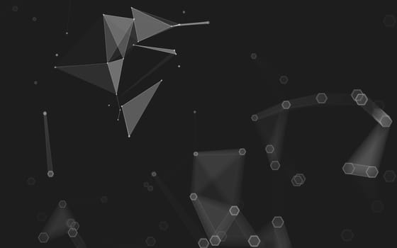 Abstract polygonal space low poly dark background with connecting dots and lines. Connection structure. 3d rendering