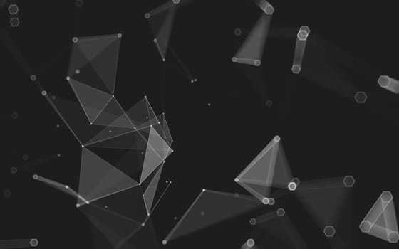 Abstract polygonal space low poly dark background with connecting dots and lines. Connection structure. 3d rendering