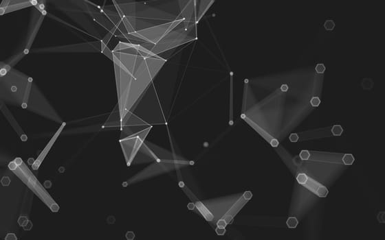 Abstract polygonal space low poly dark background with connecting dots and lines. Connection structure. 3d rendering