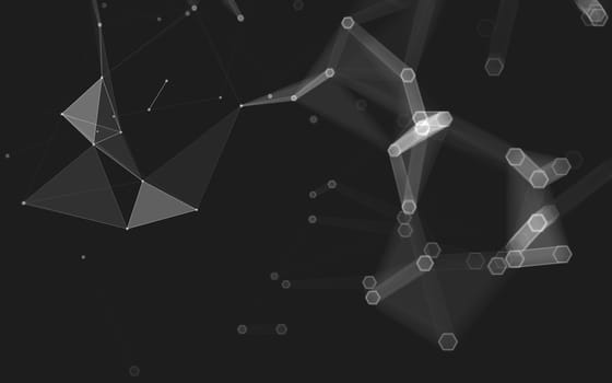 Abstract polygonal space low poly dark background with connecting dots and lines. Connection structure. 3d rendering