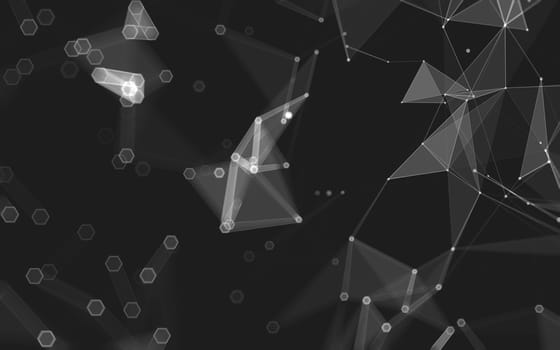 Abstract polygonal space low poly dark background with connecting dots and lines. Connection structure. 3d rendering