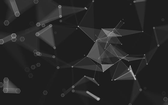 Abstract polygonal space low poly dark background with connecting dots and lines. Connection structure. 3d rendering