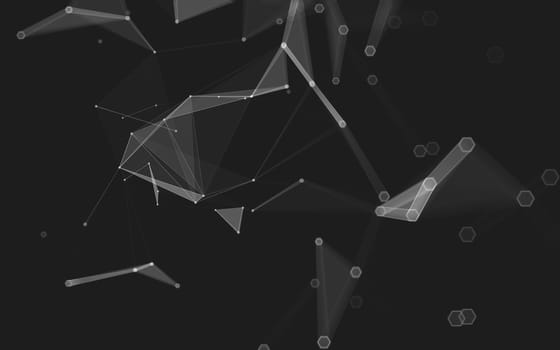 Abstract polygonal space low poly dark background with connecting dots and lines. Connection structure. 3d rendering