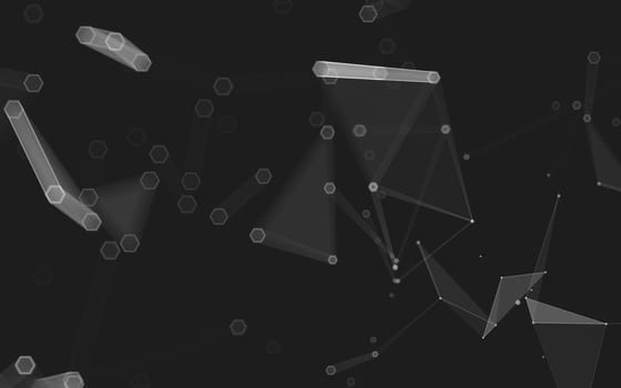 Abstract polygonal space low poly dark background with connecting dots and lines. Connection structure. 3d rendering